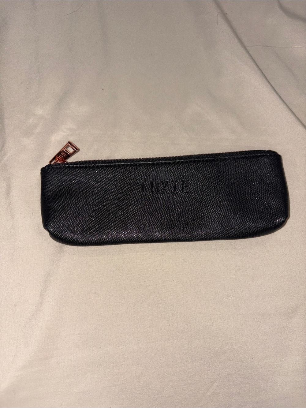 Luxie Black Brush Pouch with Rose Gold Zipper